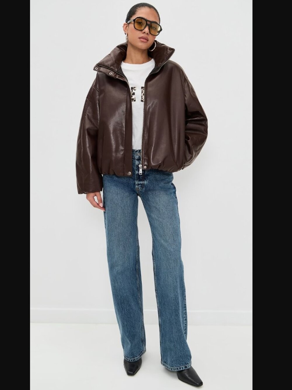 ANINE BING Cyrus Recycled Leather Jacket Size Small - Picture 5 of 6